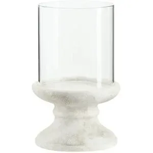 HOME STORY Windlicht mit Glasaufsatz   ¦ grau ¦ Zement,Glas ¦ Maße (cm): H: 25,5