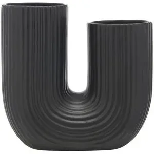 HOME STORY Vase   ¦ schwarz ¦ Dolomite ¦ Maße (cm): B: 24,3 H: 23,6 T: 11.7