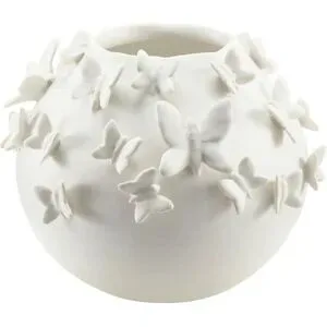 HOME STORY Vase  3D Schmetterling ¦ weiß ¦ Porzellan ¦ Maße (cm): H: 19  Ø: 22