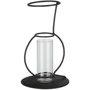 HOME STORY Vase im Metallständer   ¦ schwarz ¦ Metall,Glas ¦ Maße (cm): H: 20,2