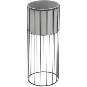 HOME STORY Übertopf auf Metallgestell   ¦ grau ¦ Eisen ¦ Maße (cm): H: 58  Ø: 23