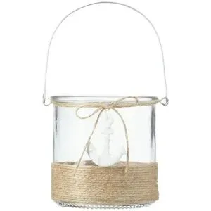 HOME STORY Windlicht  Anker ¦ transparent/klar ¦ Glas,Naturfaser,Polyresin