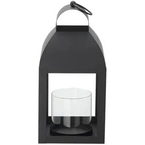 HOME STORY Laterne   ¦ schwarz ¦ Metall,Glas ¦ Maße (cm): H: 36,5  Ø: 17.3