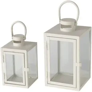 Höffner Laterne  2er-Set   ¦ grau ¦ Eisen,Glas ¦ Maße (cm): B: 14,5 H: 23,8