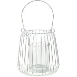 Höffner Windlicht mit Glaseinsatz   ¦ weiß ¦ Metall,Glas ¦ Maße (cm): H: 12  Ø: 10
