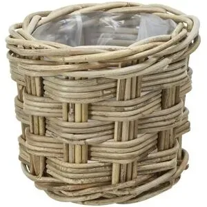 Höffner Pflanzkorb   ¦ braun ¦ Rattan,Kunststoff ¦ Maße (cm): H: 16  Ø: 18