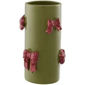 HOME STORY Vase mit 3D Schleifen   ¦ rosa/pink ¦ Dolomite ¦ Maße (cm): H: 22,5