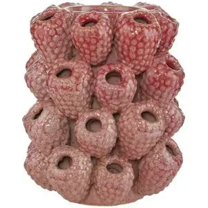 HOME STORY 3D Himbeere Vase   ¦ rot ¦ Steinzeug ¦ Maße (cm): H: 18,5  Ø: 16.5
