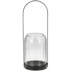 Höffner Windlicht   ¦ schwarz ¦ Metall,Glas ¦ Maße (cm): H: 30  Ø: 10