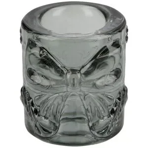 Höffner Kerzenhalter mit Schleife   ¦ grau ¦ Glas ¦ Maße (cm): H: 4,5  Ø: 4.5