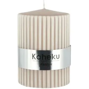 Höffner Zylinderkerze  Powder Rillen ¦ beige ¦ Maße (cm): H: 10  Ø: 7
