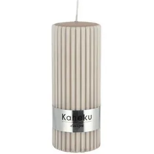 Höffner Zylinderkerze  Powder Rillen ¦ beige ¦ Maße (cm): H: 15  Ø: 5.8