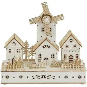 Höffner LED Holzwindmühle   ¦ weiß ¦ Holzwerkstoff,Kunststoff ¦ Maße (cm): B: 28 H: 26,5