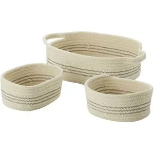 HOME STORY Aufbewahrungskörbe  3er Set   ¦ beige ¦ Polyester,Baumwolle ¦ Maße