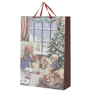 Höffner Weihnachtsgeschenktüte Bärchen   ¦ mehrfarbig ¦ Papier ¦ Maße (cm): B: 50 H: 72