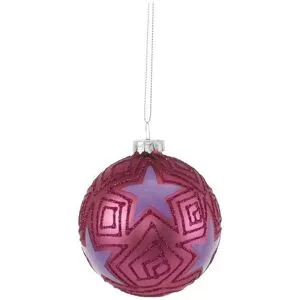 HOME STORY Weihnachtsbaumkugel mit Sternen   ¦ rosa/pink ¦ Glas,Aluminium Ø: 8
