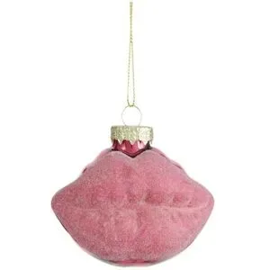HOME STORY Weihnachtsbaumschmuck Kussmund   ¦ rosa/pink ¦ Glas,Aluminium ¦ Maße