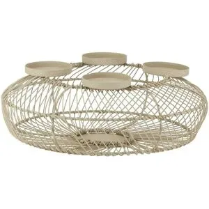 HOME STORY Adventskerzenständer   ¦ beige ¦ Eisen ¦ Maße (cm): B: 34 H: 13 T: