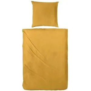 Höffner Satin Bettwäsche-Set   ¦ gelb ¦ Maße (cm): B: 200 H: 1
