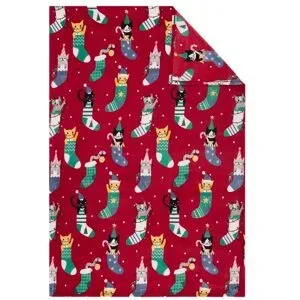 Höffner Kuscheldecke Weihnachtskatze   ¦ rot ¦ Synthetik ¦ Maße (cm): B: 130