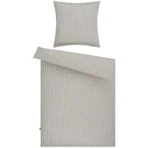 Como Green Satin Wende-Bettwäsche  Calm Stripes ¦ grau ¦ Maße (cm): B: 135