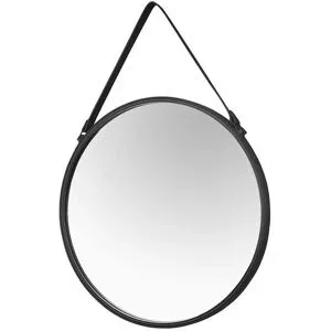 Höffner Spiegel  Odolo ¦ schwarz ¦ Glas,Aluminium,Metall,Kunstleder Ø: 55