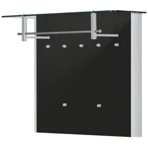Höffner Garderobenpaneel  Juno ¦ schwarz ¦ Holzwerkstoff,Glas ¦ Maße (cm): B: 96 H: 78