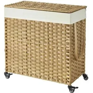 Höffner Wäschekorb   ¦ holzfarben ¦ Kunststoff,Metall,Naturfaser ¦ Maße (cm): B: 66 H: