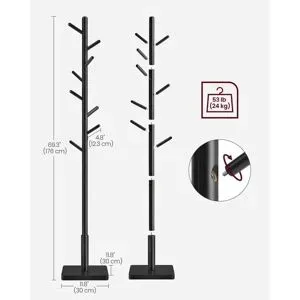 Höffner Garderobenständer  Andi ¦ schwarz ¦ Holzwerkstoff ¦ Maße (cm): B: 30 H: 176