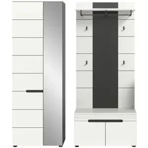 Höffner Garderobenkombination 2-teilig  Canu ¦ grau ¦ Maße (cm): B: 160 H: 190