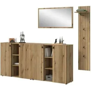 Höffner Garderobenkombination 3-teilig  Station ¦ holzfarben ¦ Maße (cm): B: 258 H: 192