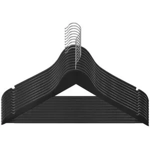 Höffner Kleiderbügel 10er-Set   ¦ schwarz ¦ Metall,Massivholz ¦ Maße (cm): B: 44,5 H: 23