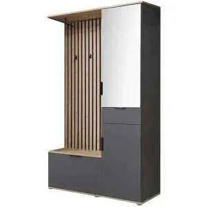 Höffner Kompaktgarderobe  Rovereto ¦ grau ¦ Maße (cm): B: 122 H: 195 T: 35.0