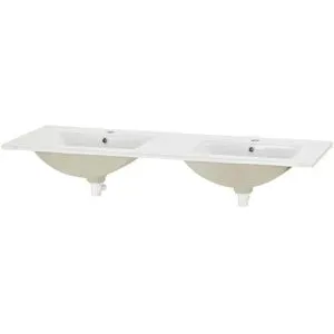 Wohnwert Keramik-Doppelwaschtisch  Capri ¦ weiß ¦ Maße (cm): B: 120 H: 1,8 T: