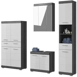 Höffner Badmöbel-Set SCHLOONSEE  4 teilig  bestehend aus: Hochschrank