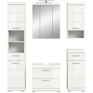 Höffner Badmöbel-Set 5 teilig  Schloonsee ¦ weiß ¦ Maße (cm): B: 164 H: 191