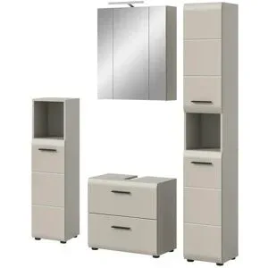 Höffner Badkombination mit Beleuchtung   ¦ beige ¦ Maße (cm): B: 150 H: 185