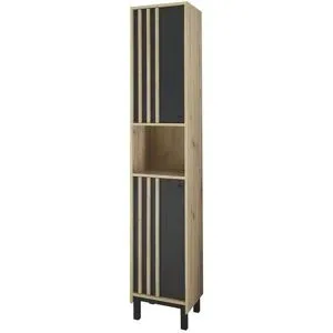 Höffner Hochschrank  Vogelstangsee ¦ schwarz ¦ Maße (cm): B: 38 H: 195 T: 32.0