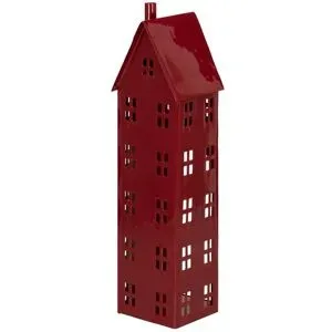 HOME STORY Laterne Haus   ¦ rot ¦ Aluminium ¦ Maße (cm): B: 9,5 H: 34 T: 10.0