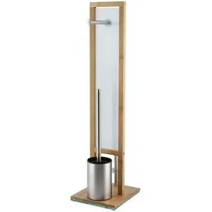 Höffner WC-Stand-Garnitur  Rivalta ¦ holzfarben ¦ Bambus,Glas,Edelstahl ¦ Maße (cm): B: