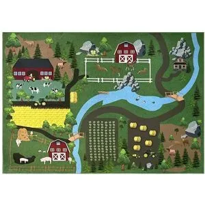 KJUT Kinderteppich Bauernhof Spielteppich ¦ mehrfarbig ¦ Synthetische Fasern ¦