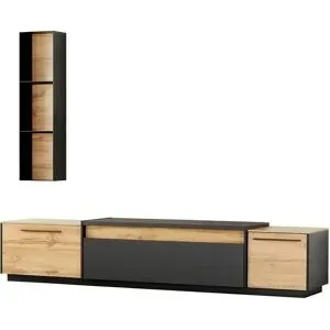 Höffner Wohnwand  Light Line 10 ¦ holzfarben ¦ Maße (cm): B: 250 H: 191 T: 50.0