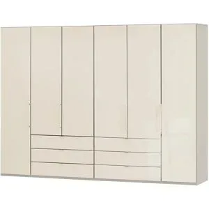 Höffner Falttüren-Panoramaschrank  6-türig  Beda ¦ beige ¦ Maße (cm): B: 300 H: 216 T: