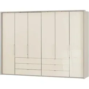 Höffner Falttüren-Panoramaschrank  6-türig  Beda ¦ beige ¦ Maße (cm): B: 306,4 H: 220 T: