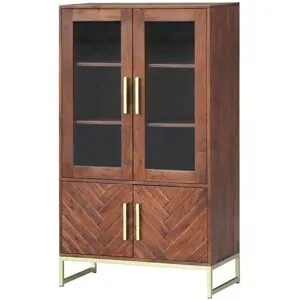 Höffner Vitrine aus Massivholz Calatria ¦ holzfarben ¦ Maße (cm): B: 80 H: 140 T: 39.0