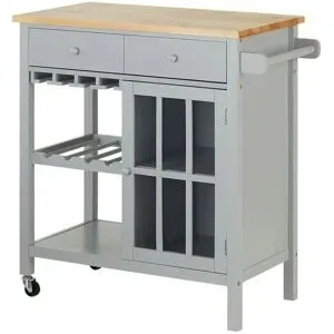 Höffner Servierwagen in Landhaus-Optik Butcher ¦ grau ¦ Maße (cm): B: 86,5 H: 88,5 T: