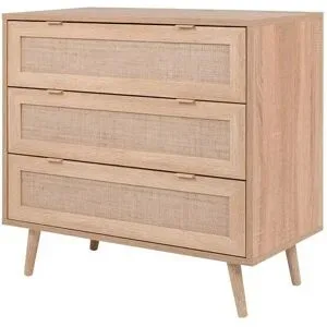 Finori Kommode mit 3 Schubkästen Rafia ¦ holzfarben ¦ Maße (cm): B: 80 H: 79,8 T: 40.0