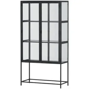 Höffner Sammlervitrine  Seano ¦ schwarz ¦ Maße (cm): B: 77 H: 150 T: 35.0