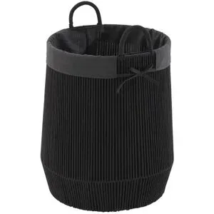 Höffner Wäschekorb   ¦ schwarz ¦ Baumwolle,Metall,Polyester ¦ Maße (cm): H: 50  Ø: 37