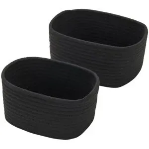 HOME STORY Aufbewahrungskorb  2er Set   ¦ schwarz ¦ Polyester,Baumwolle ¦ Maße